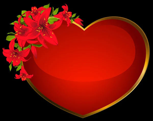 Srdce s krásnými květinami — Stockový vektor