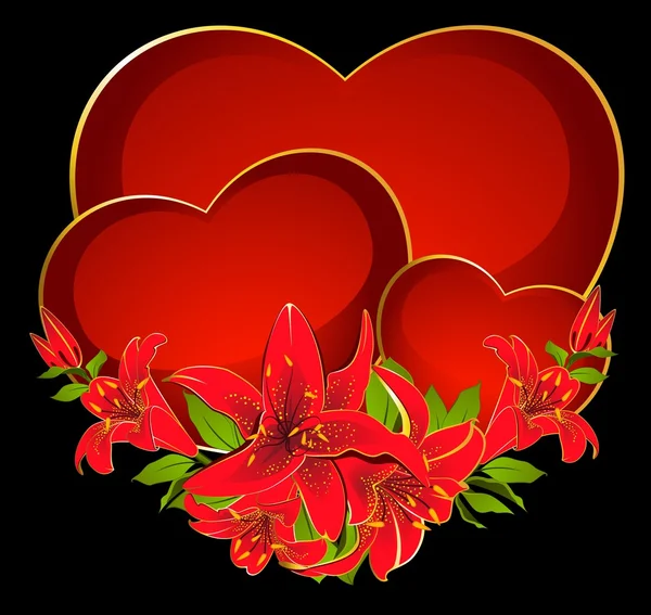 Corazón con hermosas flores — Vector de stock