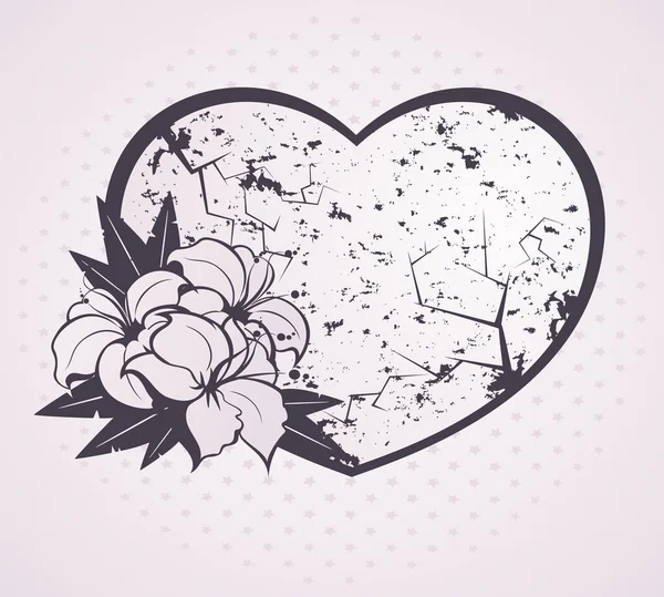 Corazón con hermosas flores — Archivo Imágenes Vectoriales