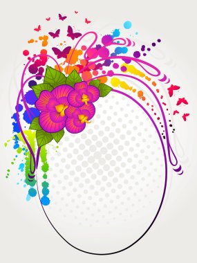 Abstract background with beautiful flowers and blots clipart