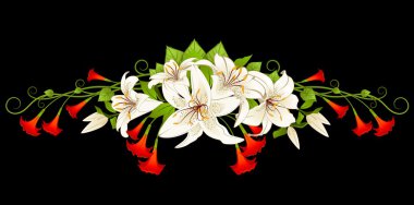 Background with beautiful tropical lillies clipart