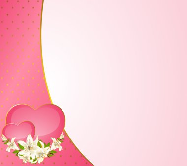 Background with hearts and beautiful orchids clipart