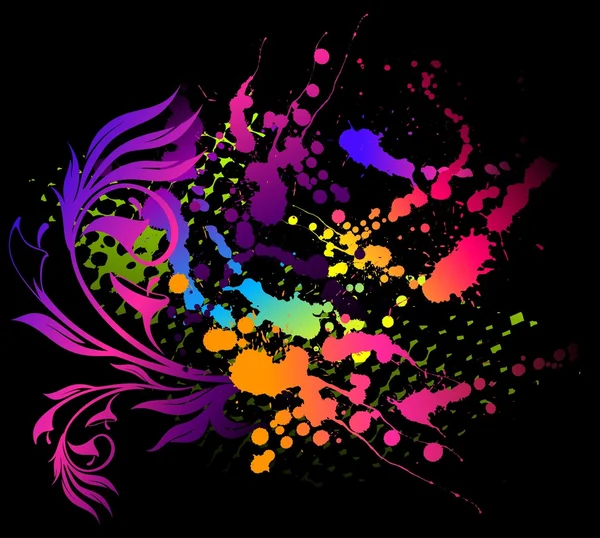 Grunge fond abstrait avec taches et fleurs — Image vectorielle