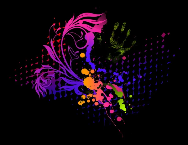 Grunge květinové abstraktní banner s Blot — Stockový vektor