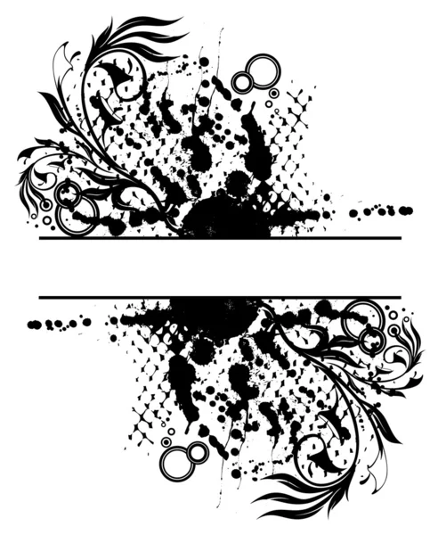Illustration av grunge floral abstrakt banner med blotting — Stock vektor