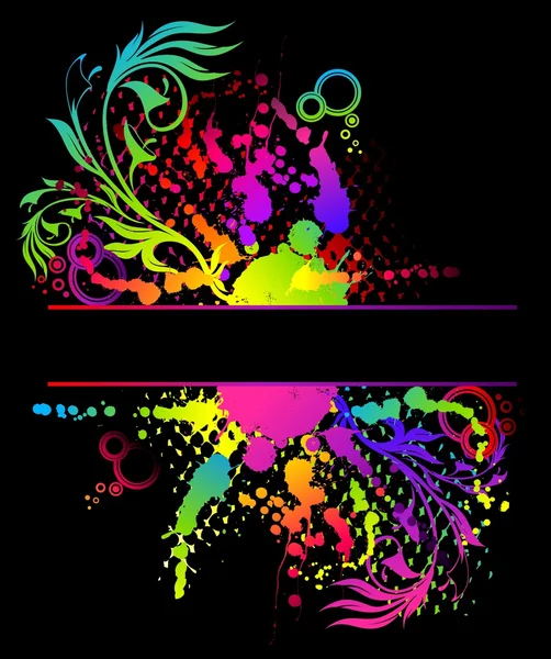Illustration von Grunge Blumen abstrakten Banner mit Klecksen — Stockvektor