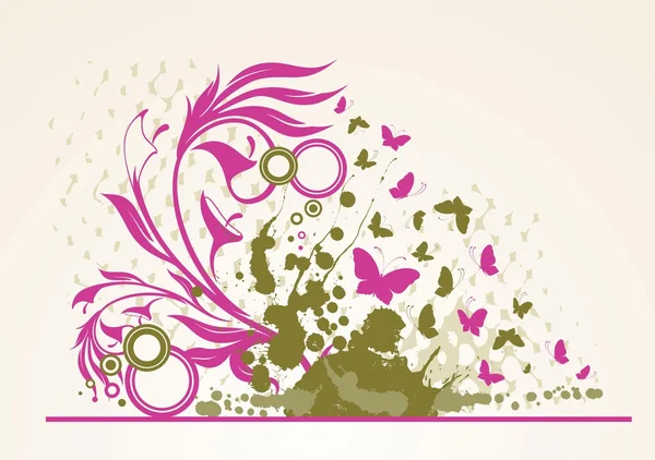Ilustração de banner abstrato floral grunge com manchas — Vetor de Stock