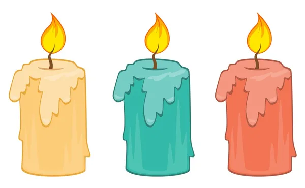 stock vector Burning candle with dripping wax