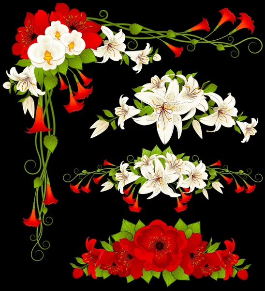Fondo vectorial con hermosas flores — Vector de stock
