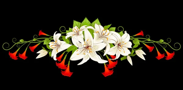 Pozadí s krásnou tropickou lillies — Stockový vektor