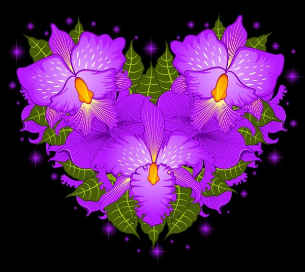 Fondo con hermosas orquídeas — Vector de stock