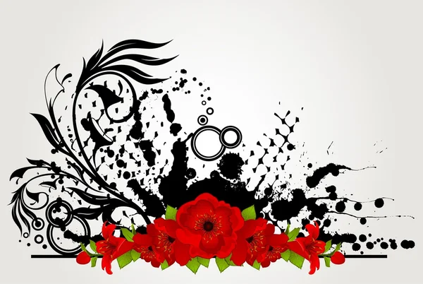 Fond abstrait avec de belles fleurs et taches — Image vectorielle