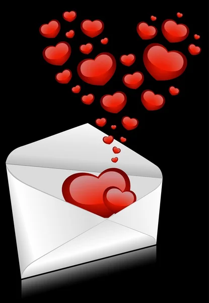 Envelopes comemorativos com corações vermelhos — Vetor de Stock