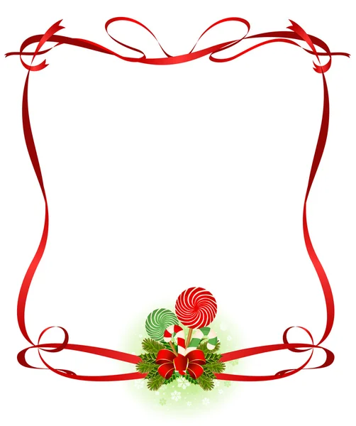 Cadre de Noël avec canne à bonbons décoré — Image vectorielle