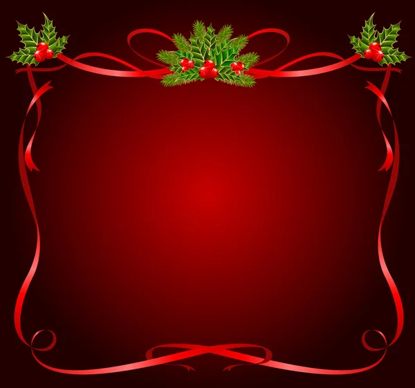 Рождественская рамка из лент — стоковый вектор