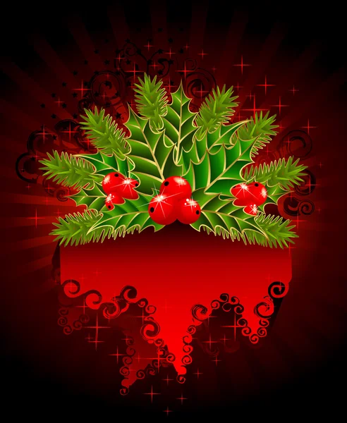 Рождественская ветвь с ягодами — стоковый вектор