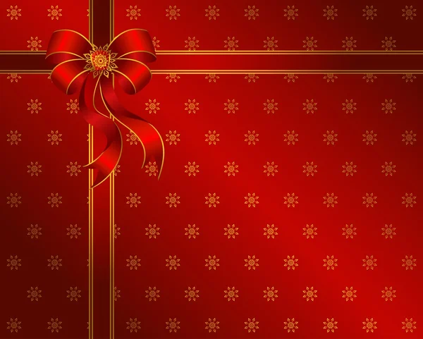 Sfondo natalizio con fiocco rosso — Vettoriale Stock