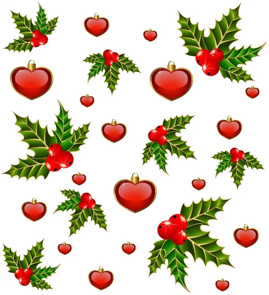 Fond de Noël avec des cœurs et sapin — Image vectorielle