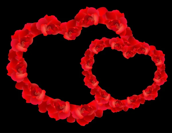 Beau coeur avec des fleurs — Image vectorielle