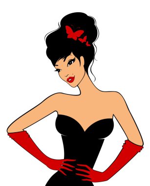 Beautiful pin-up girl in retro style. Vector illustration clipart