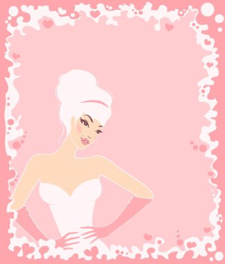 Beautiful pin-up girl in retro style. Vector illustration clipart