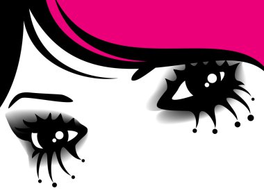 Beautiful womanish eyes with bright mak-up in style of emo clipart