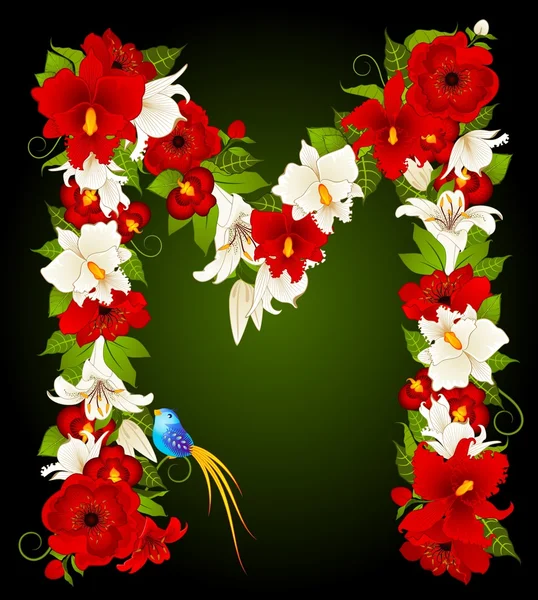 标志与花和鸟的信 — 图库矢量图片