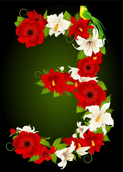 Ilustración de tres símbolos florales — Vector de stock
