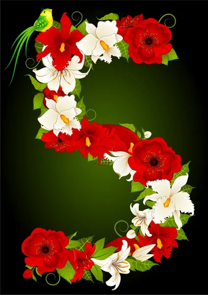 花卉五个符号的插图 — 图库矢量图片