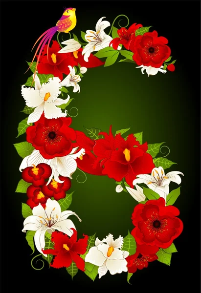Εικονογράφηση του floral έξι σύμβολο — Διανυσματικό Αρχείο