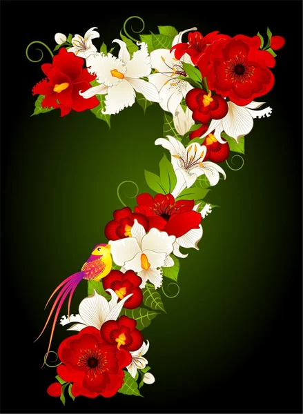 Illustration of floral seven symbol — Stock Vector