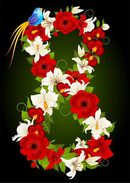 Illustration de huit symboles floraux — Image vectorielle