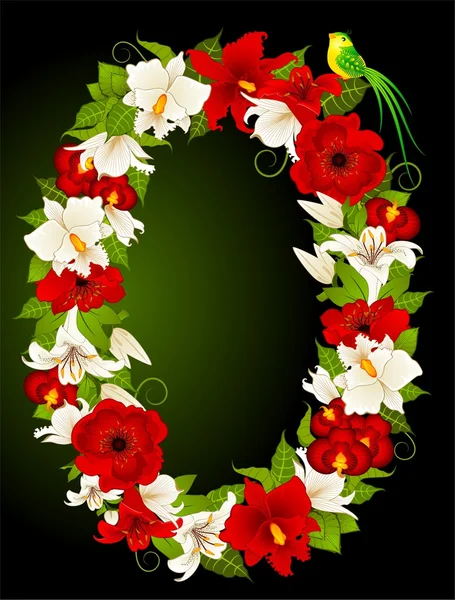 Illustration of floral zero symbol — Stock Vector