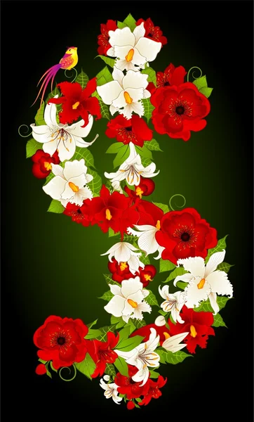 Illustration du symbole du dollar floral — Image vectorielle