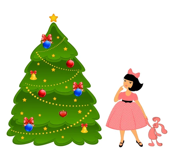 モミの木とクリスマスの背景 — ストックベクタ