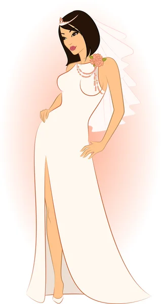 Hermosa novia en vestido blanco. — Archivo Imágenes Vectoriales