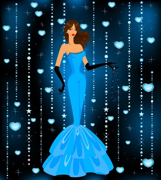 Belle femme dans une robe de soirée — Image vectorielle
