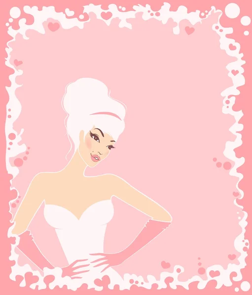 Beautiful pin-up girl in retro style. Vector illustration — Stock Vector