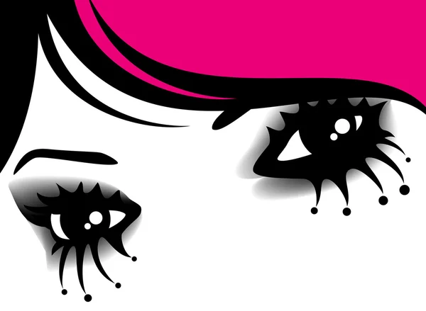 Schöne weibliche Augen mit leuchtenden Make-up im Stil von emo — Stockvektor
