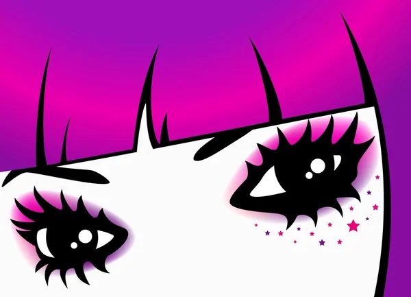 Vackra fruntimmersaktig ögon med ljusa mak-upp i emo-stil — Stock vektor