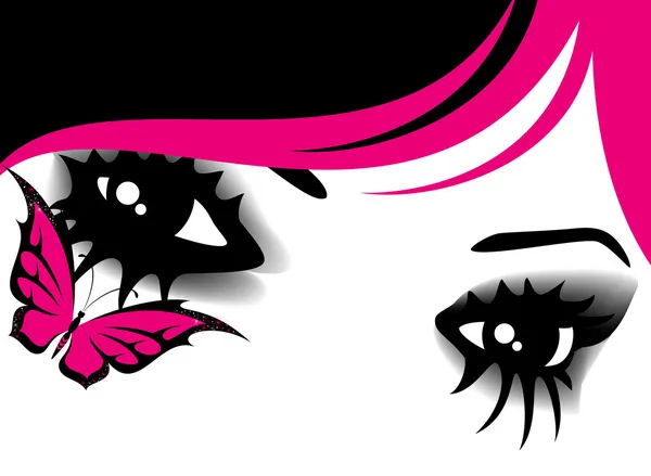 Beaux yeux féminins avec mak-up lumineux dans le style de emo — Image vectorielle