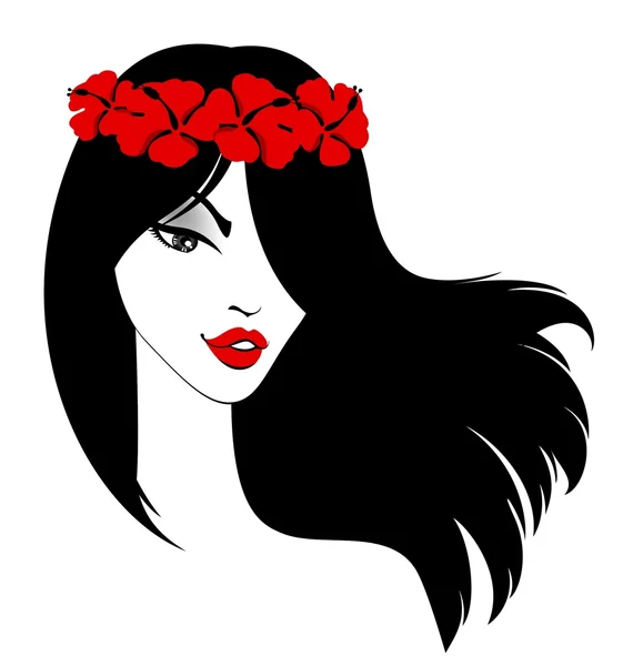 Chica con hermosas flores — Vector de stock