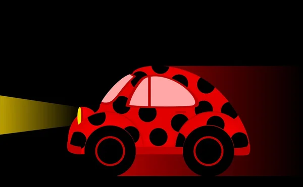 Cartoon voiture sur fond noir — Image vectorielle