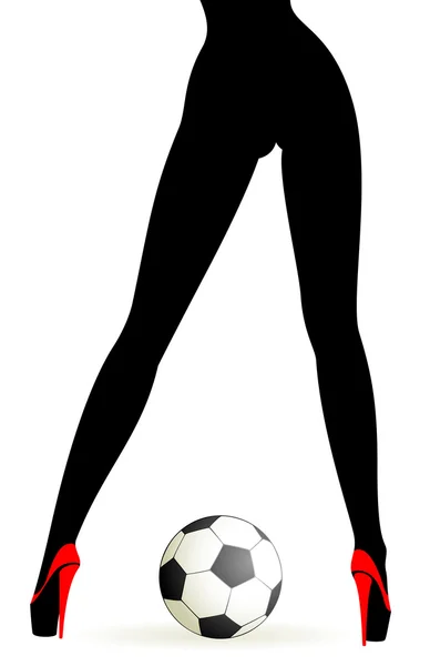 Güzel kadınsı ayak ve futbol — Stok Vektör