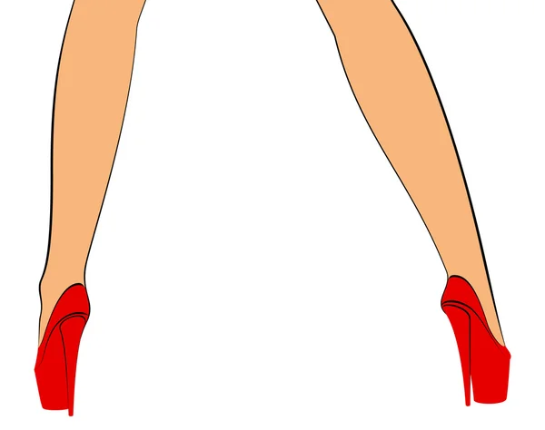 La silueta es delgada hermosos pies femeninos. Vector . — Vector de stock