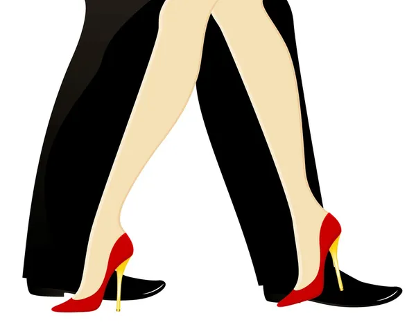 Krásné zženštilý a mužské nohy tančit tango — Stockový vektor