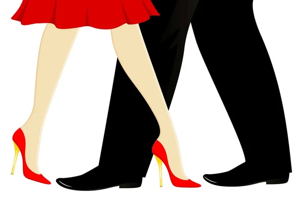 Güzel bacaklar kadınsı ve erkeksi bir tango dans — Stok Vektör