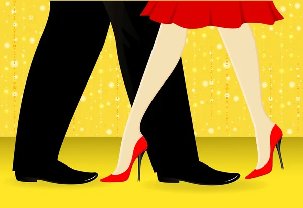 Belle gambe femminili e maschili danzano un tango — Vettoriale Stock