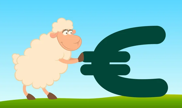 Cartoon-Schafe mit dem Zeichen des Euro — Stockvektor