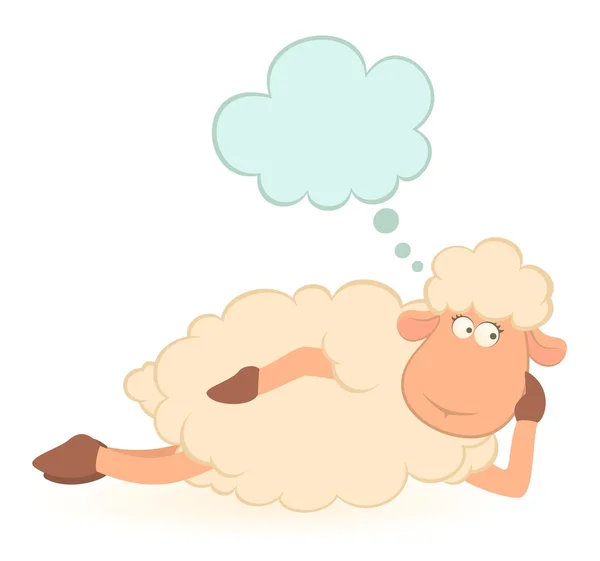 Vectorillustratie van cartoon schapen dromen — Stockvector